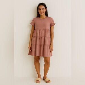 Foteisy Tiered Pink Mini Dress M Coquette Girl, Babydoll Balletcore Y2K